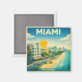 Miami Vintage Reiseplakat Magnet (Vorderseite/Rückseite)