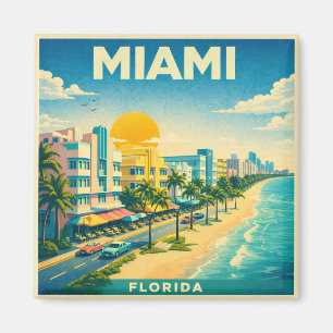 Miami Vintage Reiseplakat Magnet