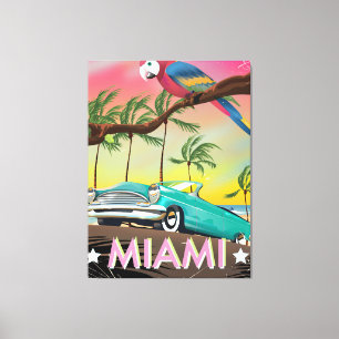 Miami Vintage Retro Reise Druck Leinwanddruck