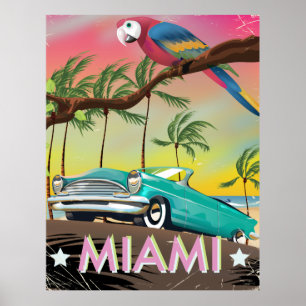Miami Vintage Retro Reise Druck Poster