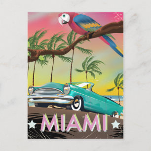 Miami Vintage Retro Reise Druck Postkarte