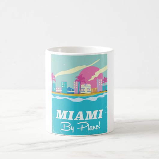 Miami Vintages Reiseplakat der 80er Jahre Kaffeetasse (Mittel)