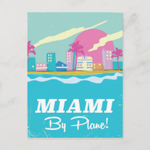 Miami Vintages Reiseplakat der 80er Jahre Postkarte