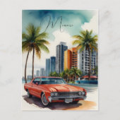 Miami Wasserfarbkunst Feiertagspostkarte (Vorderseite)