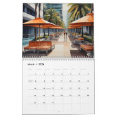Miami Wasserfarbkunst Kalender (Mär 2026)
