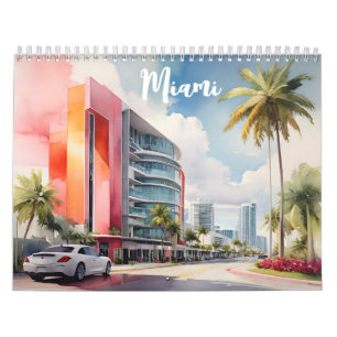 Miami Wasserfarbkunst Kalender