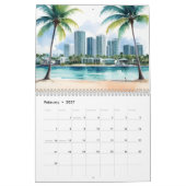 Miami Wasserfarbkunst Kalender (Feb 2027)
