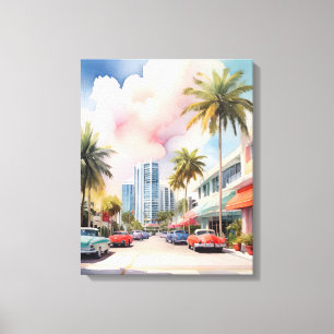 Miami Wasserfarbkunst Leinwanddruck