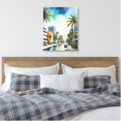 Miami Wasserfarbkunst Leinwanddruck (Insitu (Schlafzimmer))