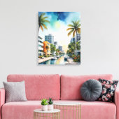 Miami Wasserfarbkunst Leinwanddruck (Insitu (Wohnzimmer))