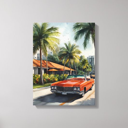 Miami Wasserfarbkunst Leinwanddruck (Vorderseite)