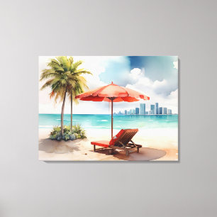 Miami Wasserfarbkunst Leinwanddruck