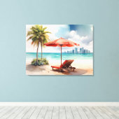 Miami Wasserfarbkunst Leinwanddruck (Insitu (Holzboden))