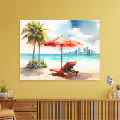 Miami Wasserfarbkunst Leinwanddruck (Insitu (Wohnzimmer))
