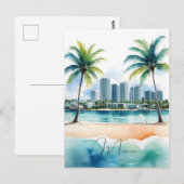 Miami Wasserfarbkunst Postkarte (Vorne/Hinten)