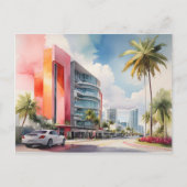 Miami Wasserfarbkunst Postkarte (Vorderseite)
