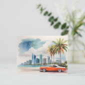 Miami Wasserfarbkunst Postkarte (Stehend Vorderseite)