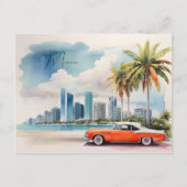 Miami Wasserfarbkunst Postkarte (Vorderseite)