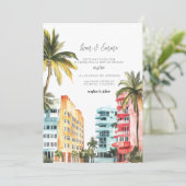 Miami Wedding Einladung Wasserfarbe Vintag (Stehend Vorderseite)