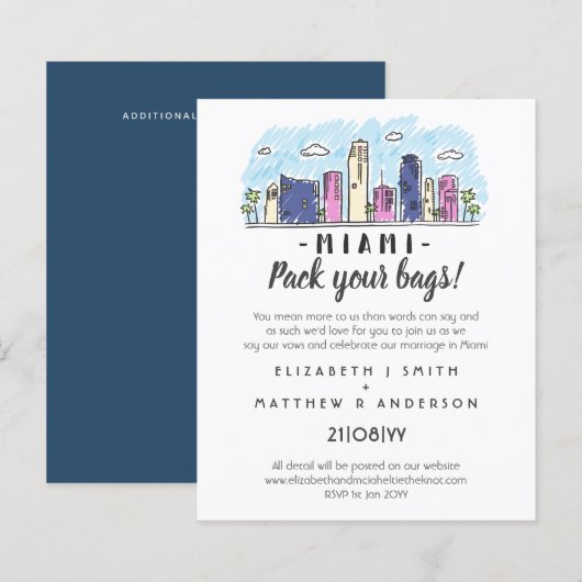 MIAMI Wedding Handgezeichnete Destination Moderne (Vorne/Hinten)