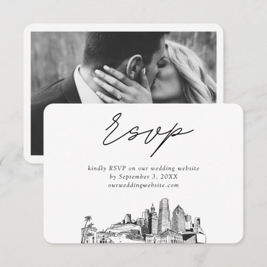 Miami Wedding Minimalistisch Sketch UAWG Begleitkarte (Vorne/Hinten)