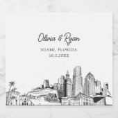 Miami Wedding Personalisiert Champagne Label Schaumweinetikett (Einzelnes Label)