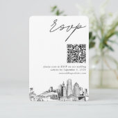 Miami Wedding RSVP QR Code Small Enclosure Card Begleitkarte (Stehend Vorderseite)