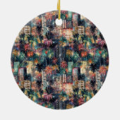 Miami zu Weihnachten und Neujahr in Wasserfarben Keramik Ornament (Hinten)