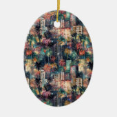 Miami zu Weihnachten und Neujahr in Wasserfarben Keramik Ornament (Vorne)