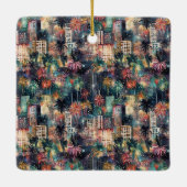 Miami zu Weihnachten und Neujahr in Wasserfarben Keramikornament (Rückseite)