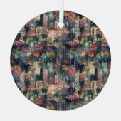 Miami zu Weihnachten und Neujahr in Wasserfarben Ornament Aus Glas (Rückseite)