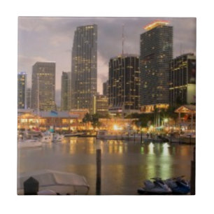 MiamifinanzSkyline an der Dämmerung Fliese