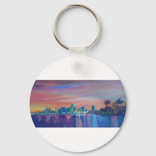 Miamiskyline-Silhouette am Sonnenuntergang in Schlüsselanhänger
