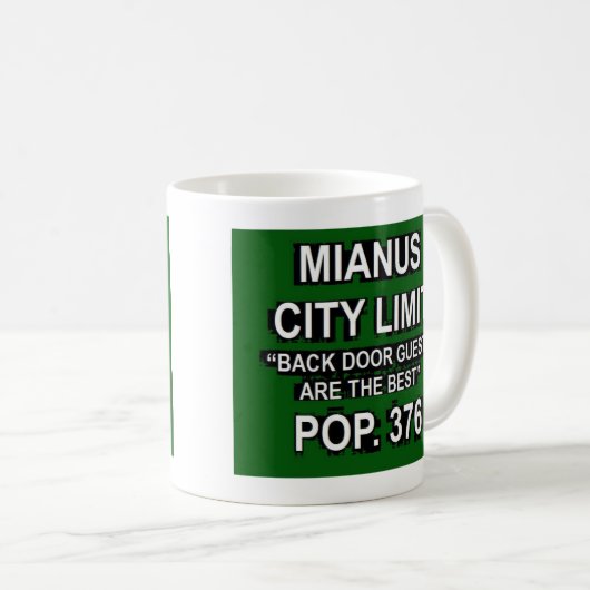 Mianus Connecticut Funny City Limit Sign Kaffeetasse (VorderseiteRechts)
