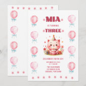 Mias dritter Geburtstag Einladung (Vorne/Hinten)
