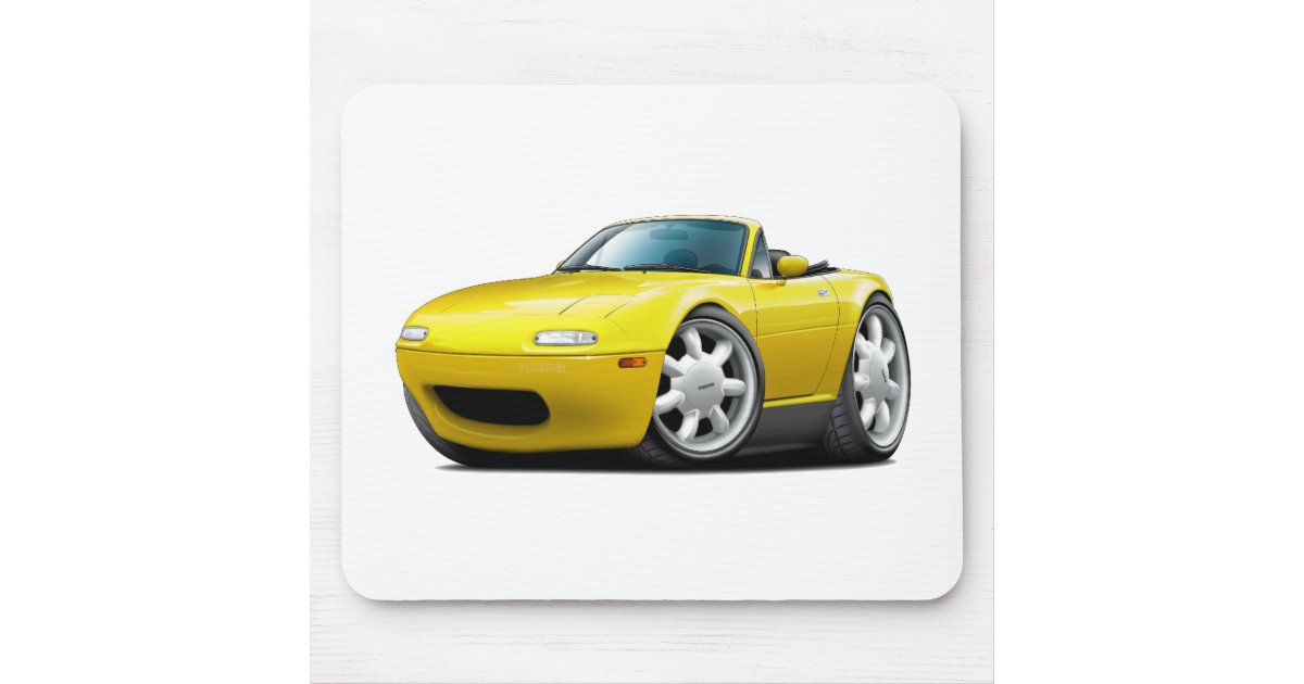 Miata Gelbes Auto 1990 98 Mousepad Zazzle De