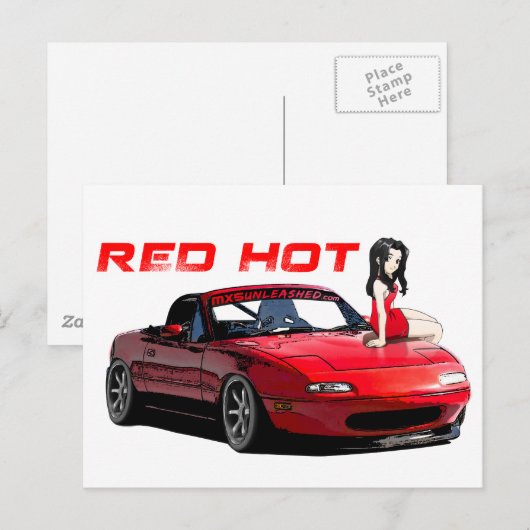 Miata MX-5 Red Hot Postkarte (Vorne/Hinten)