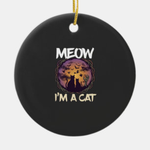 Miau bin Katze Halloween Nacht Hexe Kürbis_1 Keramik Ornament
