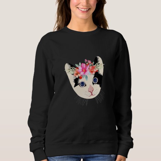 Miau Blumenkrone Katze Sweatshirt (Vorderseite)