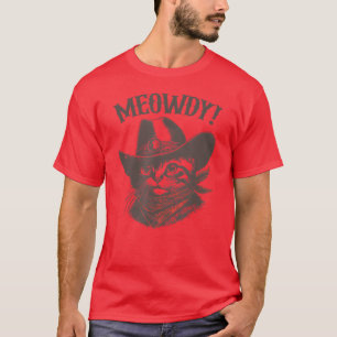 Miau Cat Cowboy Cat Country Western Lustige Katze T-Shirt