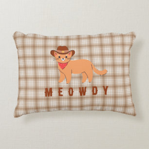 Miau-Du Karierter Cowboy-Katz-Jungen-Kinderzimmer- Dekokissen