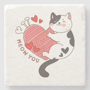 Miau, du süße Katze Valentinstag Steinuntersetzer