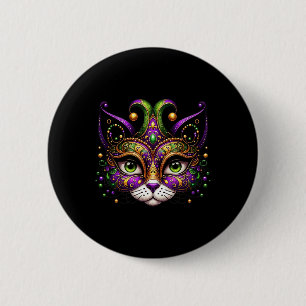Miau Gras Katze Kätzchen Maskerade Mardi Gras Perl Button
