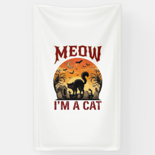 Miau-Katze Halloween Schwarz Friedhof_1 Banner