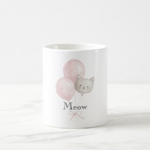 Miau Katze Rosarote Ballons Kaffeetasse