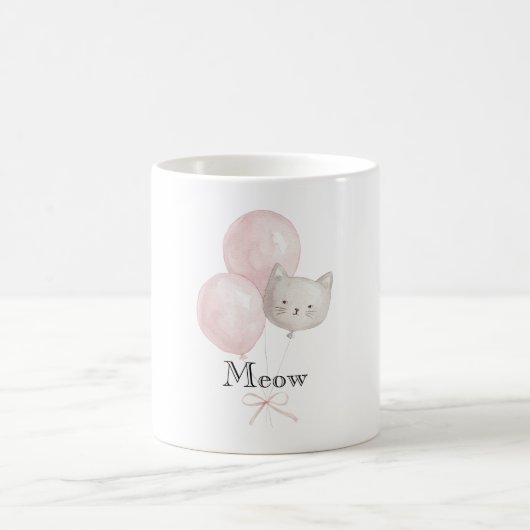 Miau Katze Rosarote Ballons Kaffeetasse (Mittel)