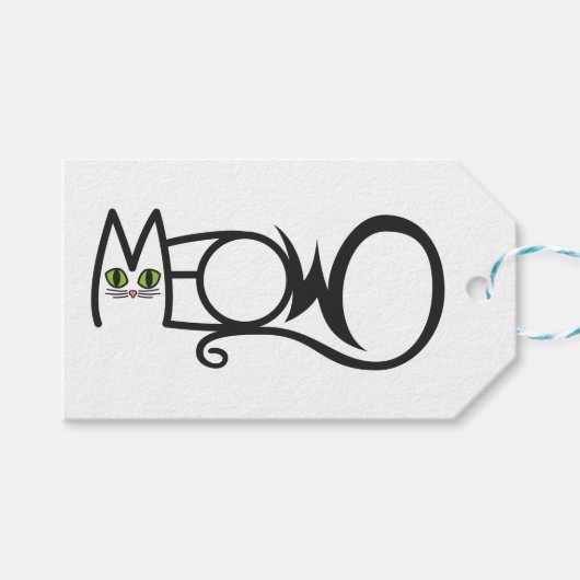 Miau-Katzen-Typografie Geschenkanhänger (Vorderseite (Horizontal))