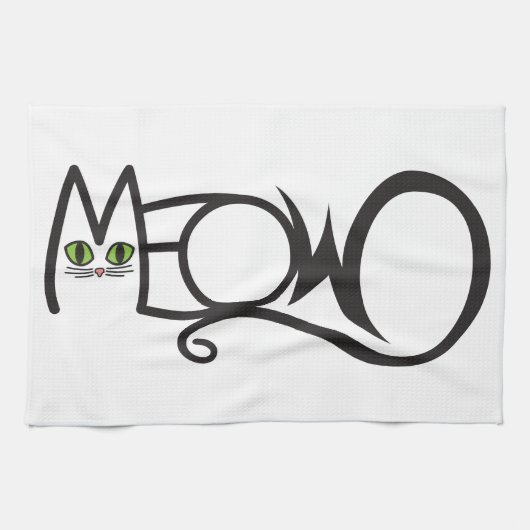 Miau-Katzen-Typografie Geschirrtuch (Horizontal)