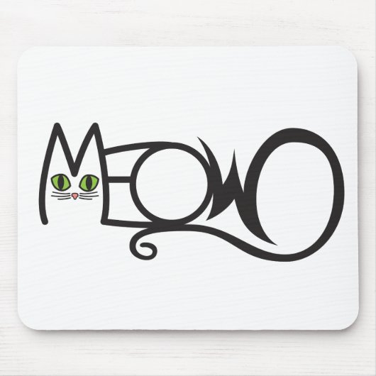 Miau-Katzen-Typografie Mousepad (Vorne)