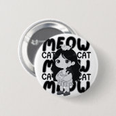 Miau Katzenliebhaber Ästhetik Chibi Mädchen Illust Button (Vorne & Hinten)